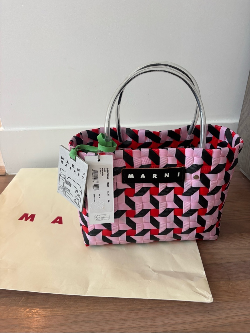 Marni Pink, Red & Black Interlaced Tote - Picture 2 of 4